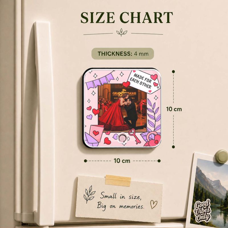 Made for Each Other Gift for Couples Personalized Musical Fridge Magnet with Rechargeable for Wife & Husband
